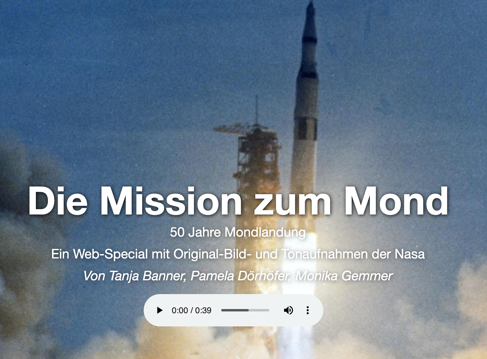 Screenshot des Webs-Specials "Die Mission zum Mond"