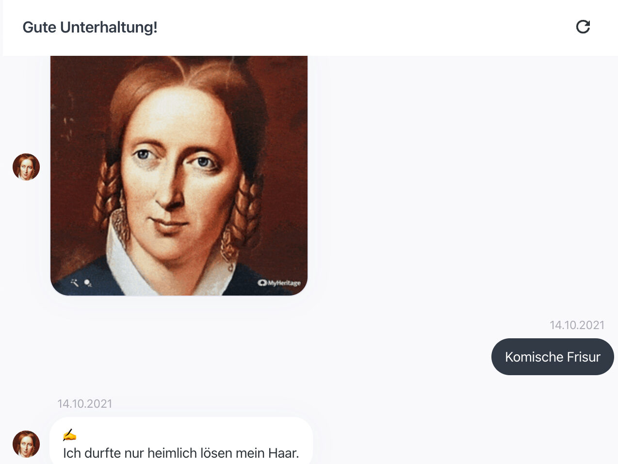 Screenshot von Salonzeit - der Droste-Chatbot